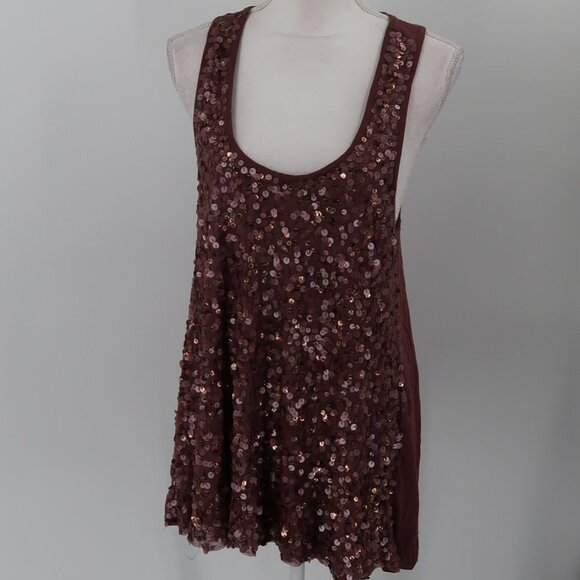 Gudi Women's Sequin Tank Bronzey Brownish Maroon Color Size Large - Picture 1 of 8